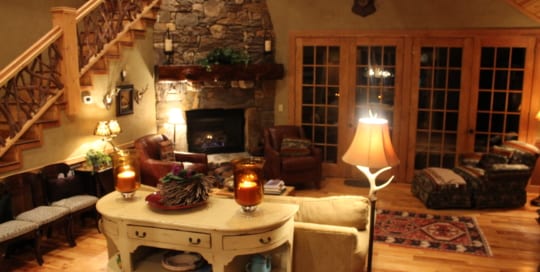 Hidden Hollow living room with fireplace