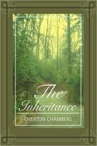 Framed picture of forest trail. Text: The Inheritance, Overton Chambers
