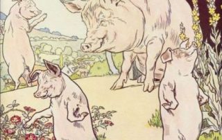 Classic illustration of four pigs