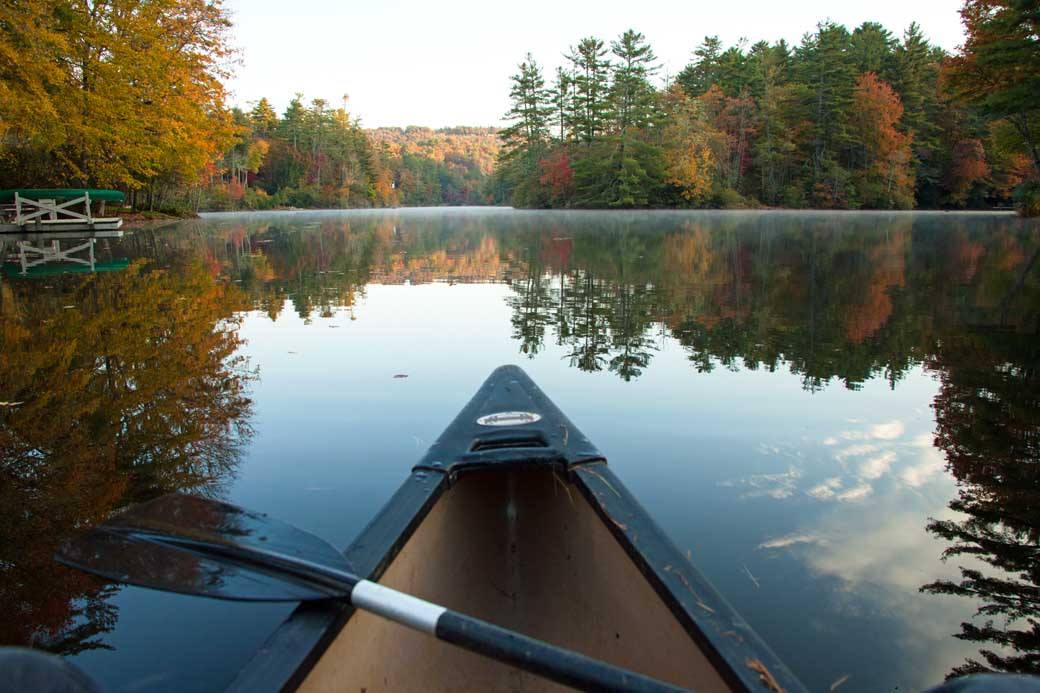 view of lake from a canoe